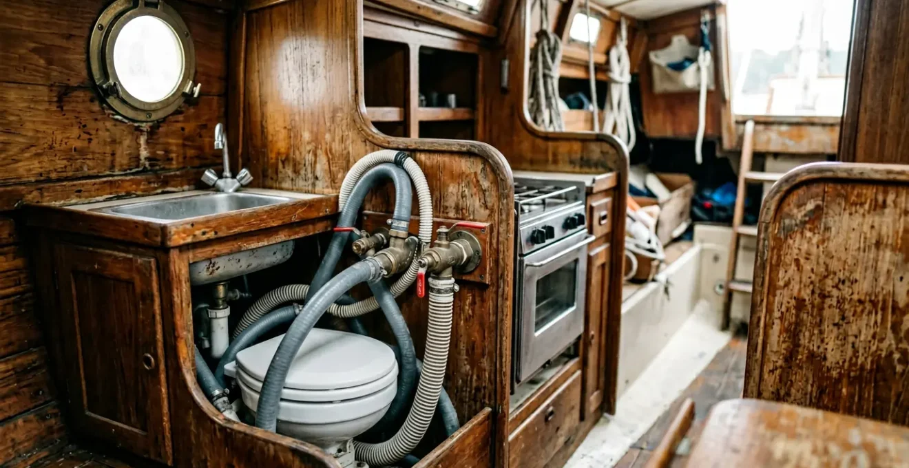 Installation d'une cuve de rétention des eaux noires dans un voilier classique