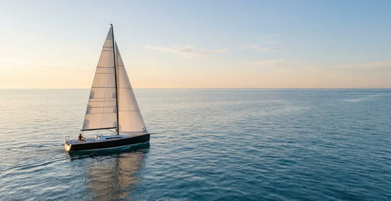 Voilier naviguant de manière éco-responsable sur une mer calme avec coque propre