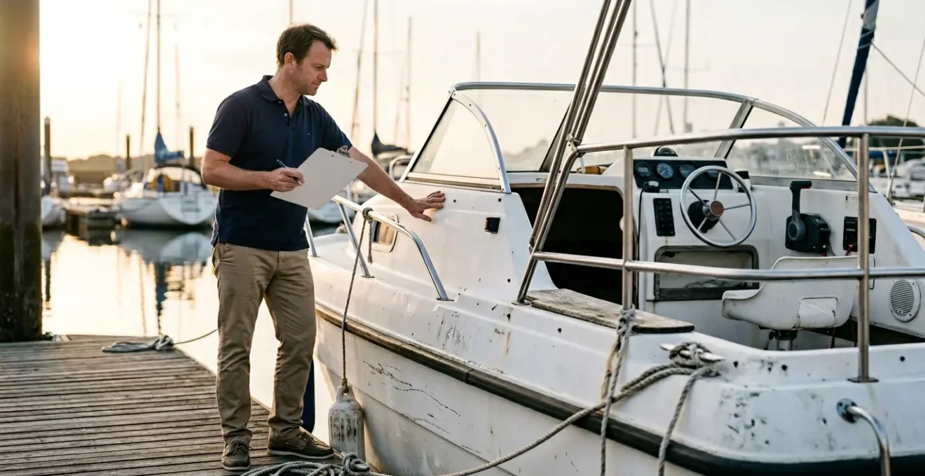 Premier propriétaire de bateau préparant sereinement son embarcation au port avant une sortie en mer