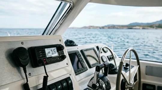 Radio VHF marine à bord d'un bateau de plaisance pour communications de sécurité en mer