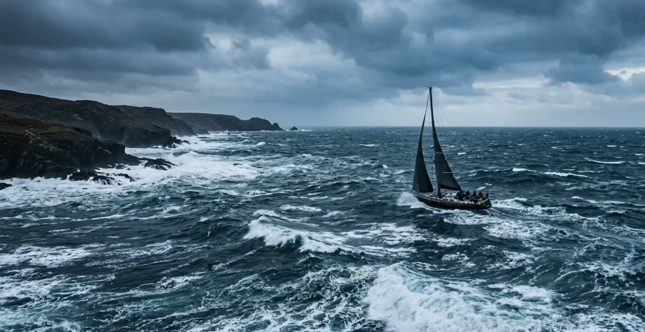 Voilier face à une mer agitée illustrant les risques maritimes et la fortune de mer