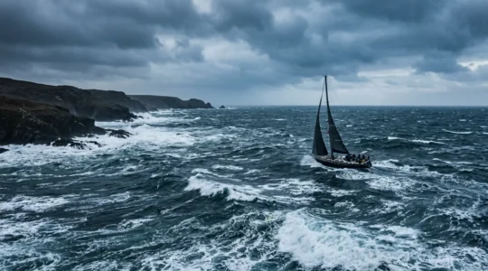 Voilier face à une mer agitée illustrant les risques maritimes et la fortune de mer