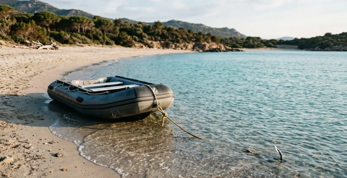 Annexe discrètement positionnée à l'extrémité d'une plage sauvage méditerranéenne