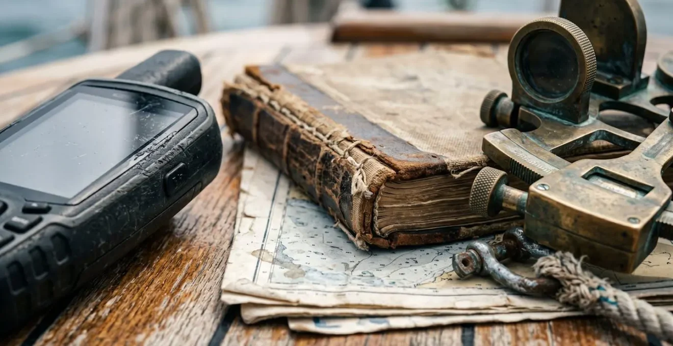 Détails de documents et équipements nautiques illustrant la constitution d'un dossier de preuve